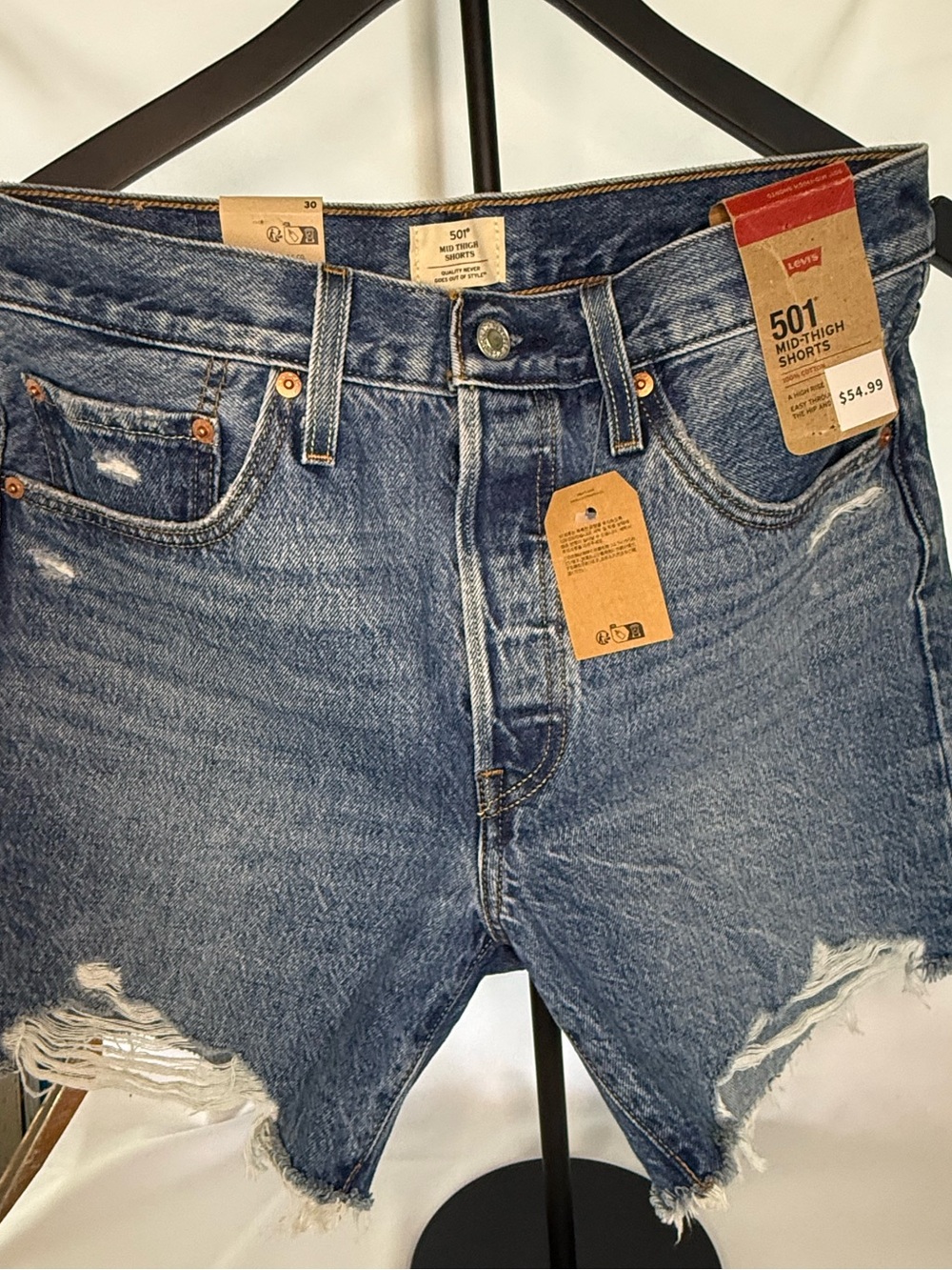 Levi's 501 Midwash Blue Distressed Jean Shorts